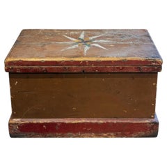 19th Century Nova Scotia Painted Trunk with Eight-Point Star, Original Paint