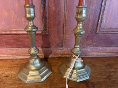 Pair 18th c. Brass Candlesticks. England