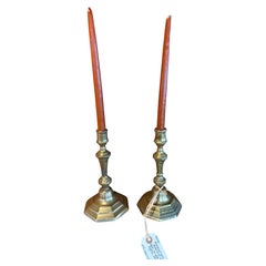 Pair 18th c. Brass Candlesticks. England