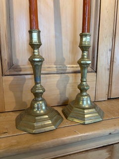 Pair of English Brass Candlesticks, Circa 1800