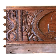 Antique Hand Carved Front Panel from a Sea Chest, late 19th Century