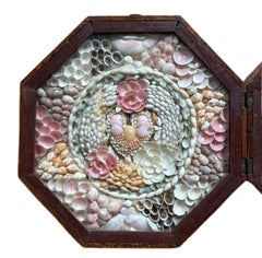 Carte de Saint-Valentin de marin ancienne à double face, avec un cœur et une rose, provenant de la Barbade, vers 1870