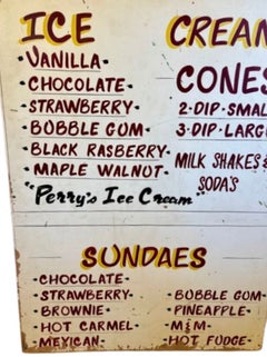 Vintage Folk Art Hand Painted Wooden Ice Cream Parlor Sign, circa 1950s -60s