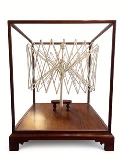 Mid-19th Century Sailor-Made Whalebone Yarn Swift in Custom Mahogany Case