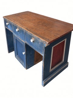 19th Century American Painted Voter’s Desk in Distressed Red, White, and Blue