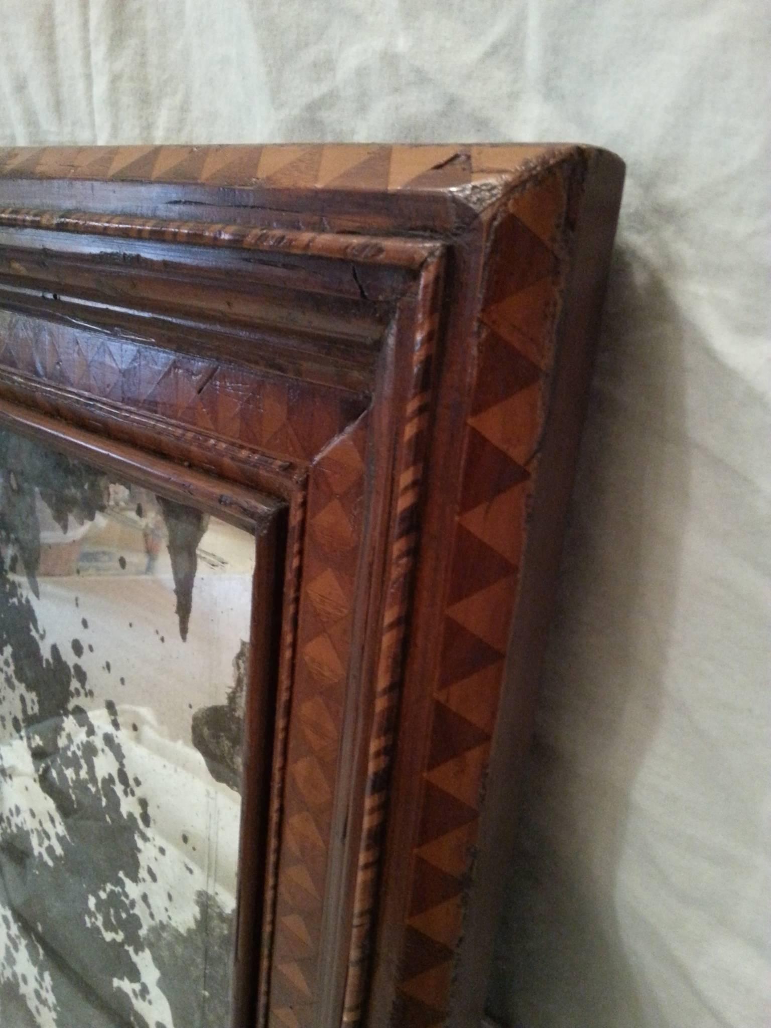 Fine 19th Century Marquetry Mirror In Excellent Condition In Nantucket, MA