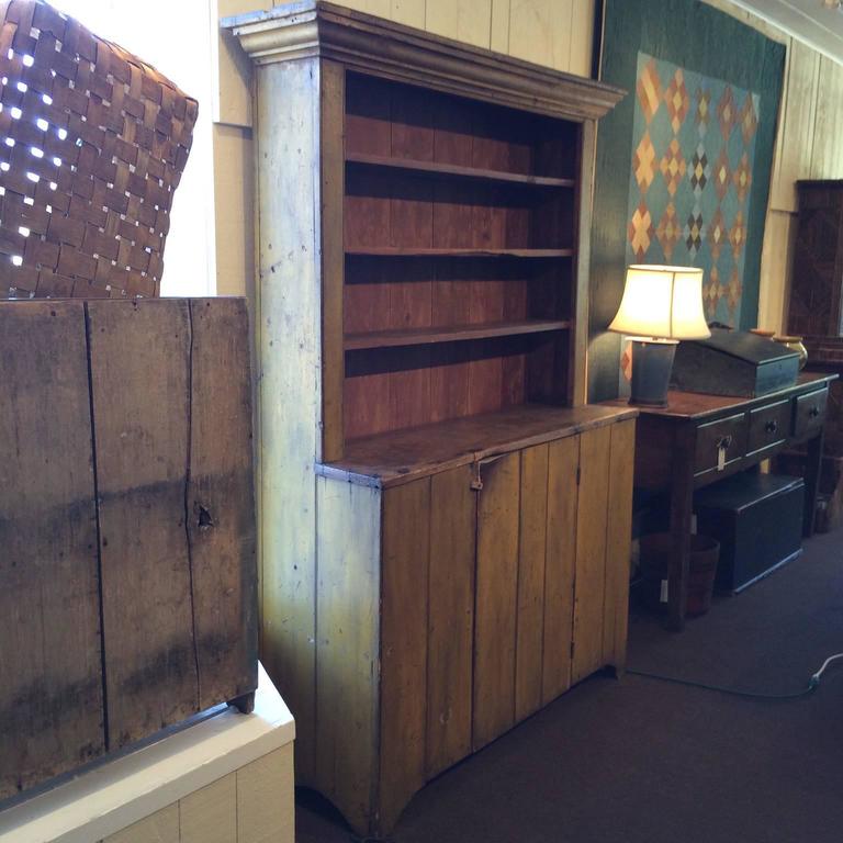 OnePiece 19th Century Cupboard in Mustard Paint For Sale at 1stDibs