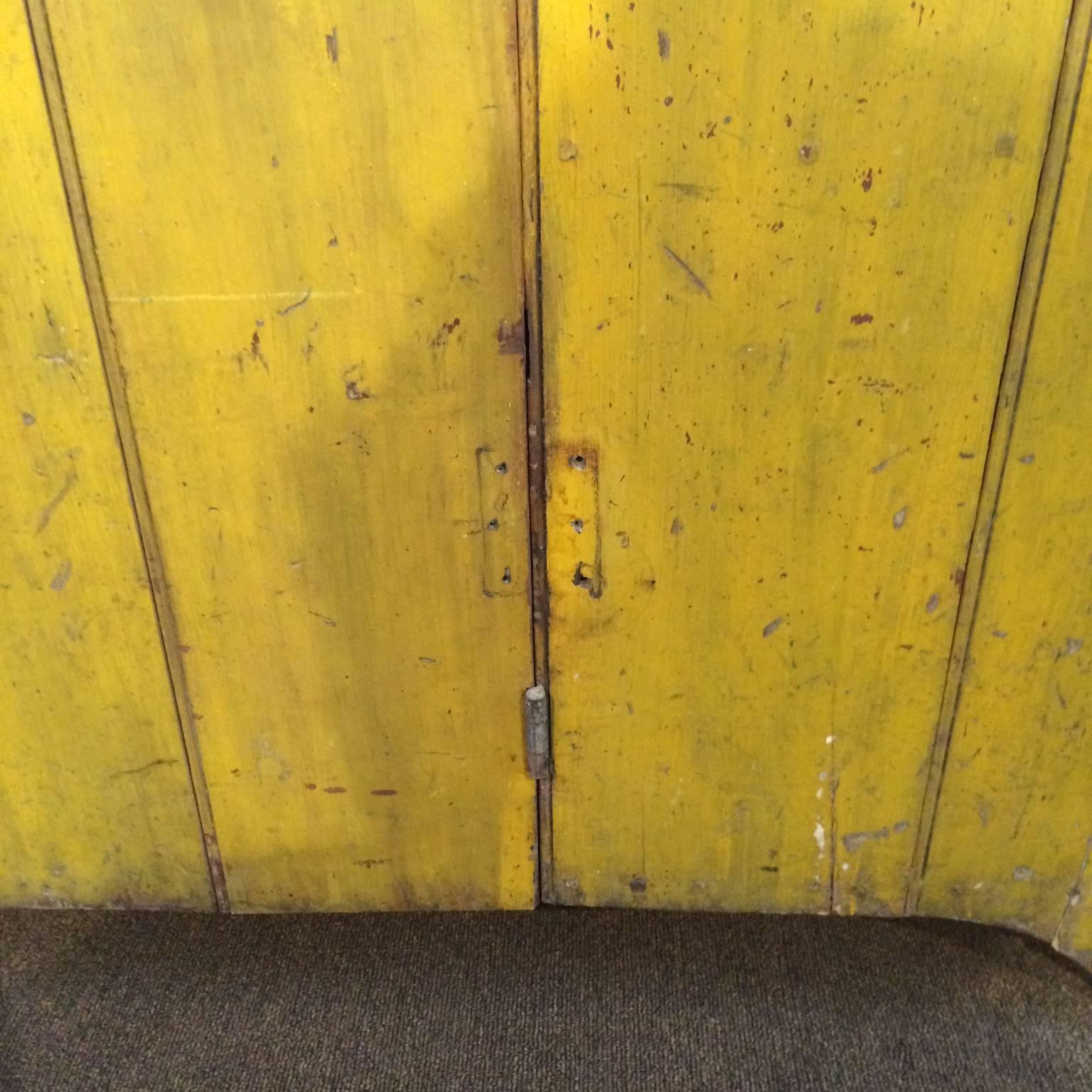 One-Piece 19th Century Cupboard in Mustard Paint 2