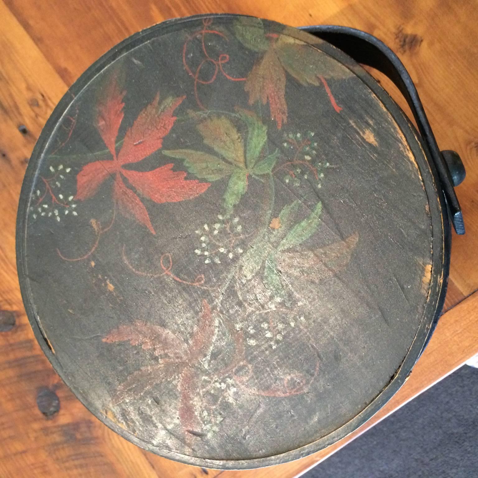 English Black Painted Firkin with Lid  For Sale