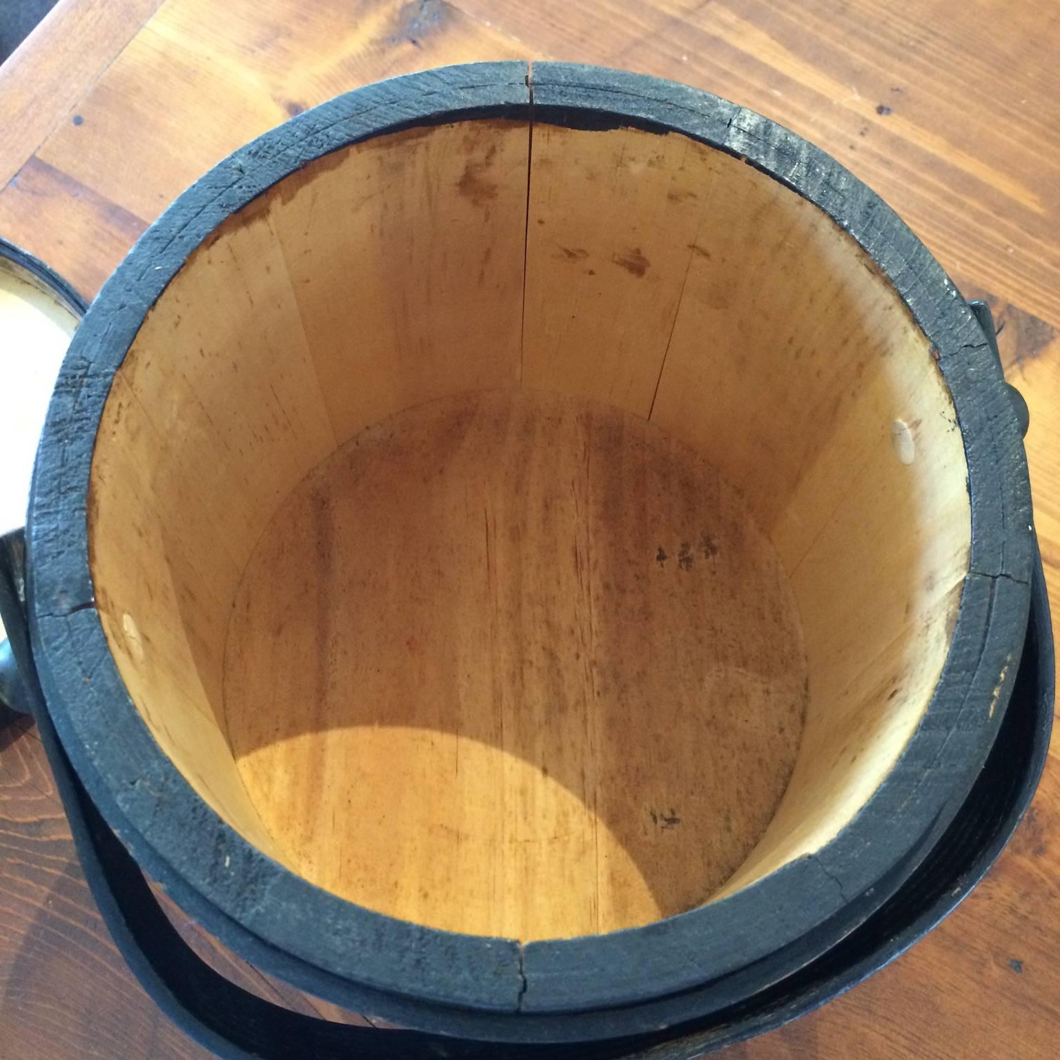 19th Century Black Painted Firkin with Lid  For Sale