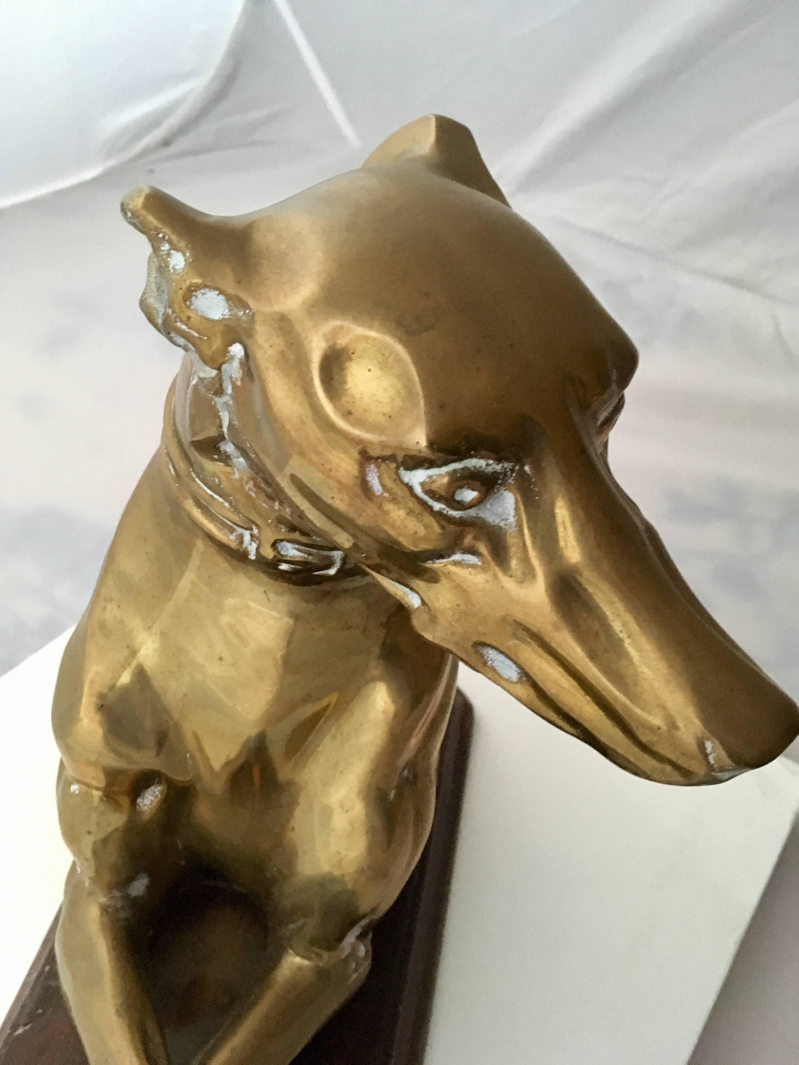 Unknown Art Deco Brass Sculpture of a Whippet
