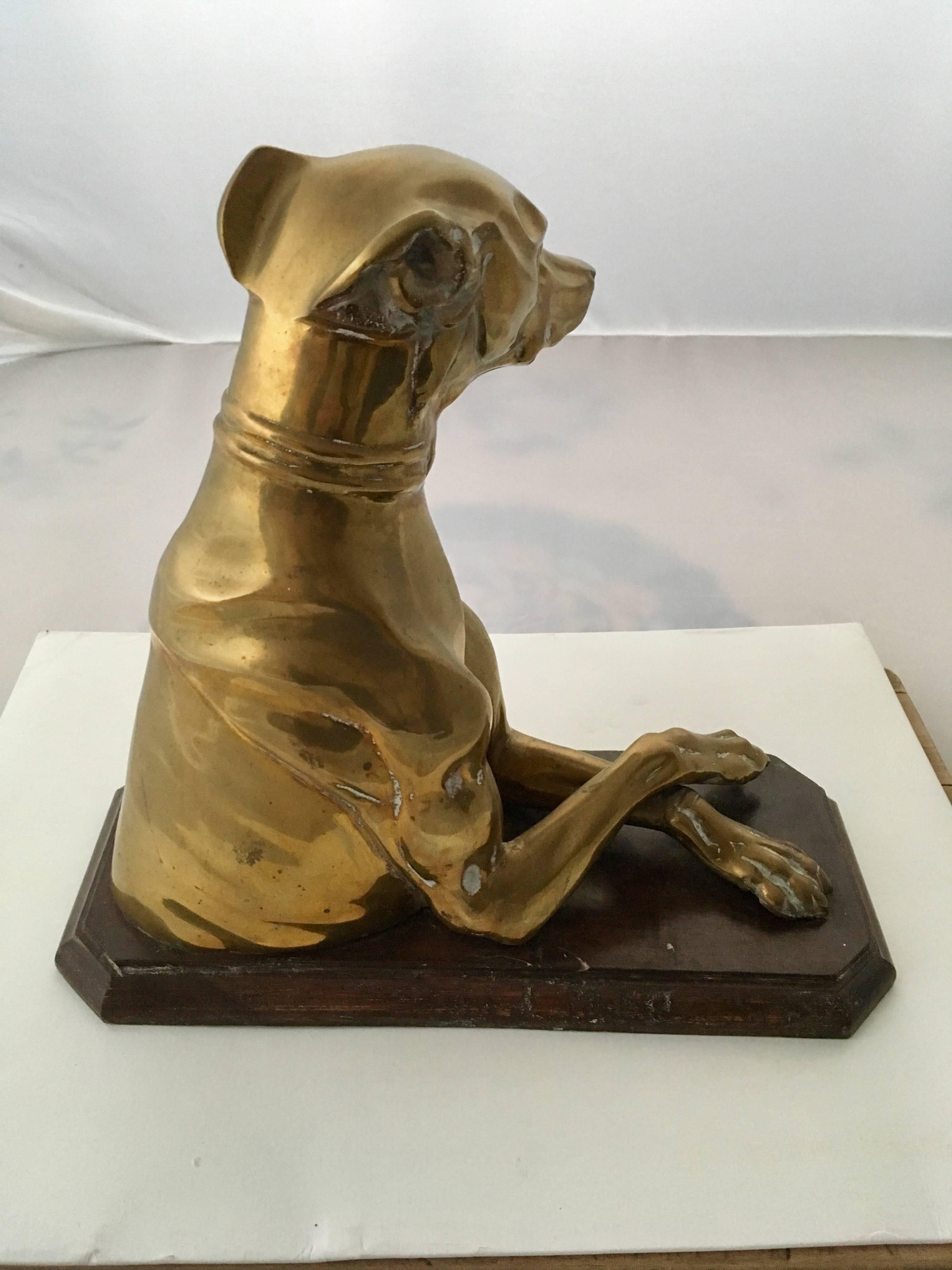 Art Deco Brass Sculpture of a Whippet In Excellent Condition In Nantucket, MA