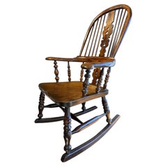 English Yew Bow-Back Windsor Rocking Chair c. 1830