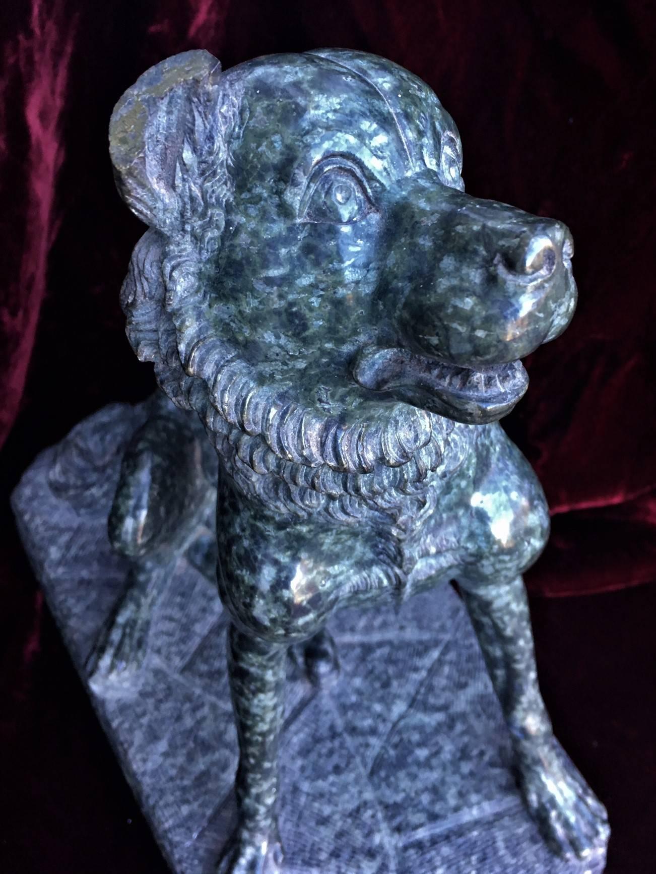 Hand-Carved Italian Marble Sculpture of a Dog, Circa 1900 For Sale