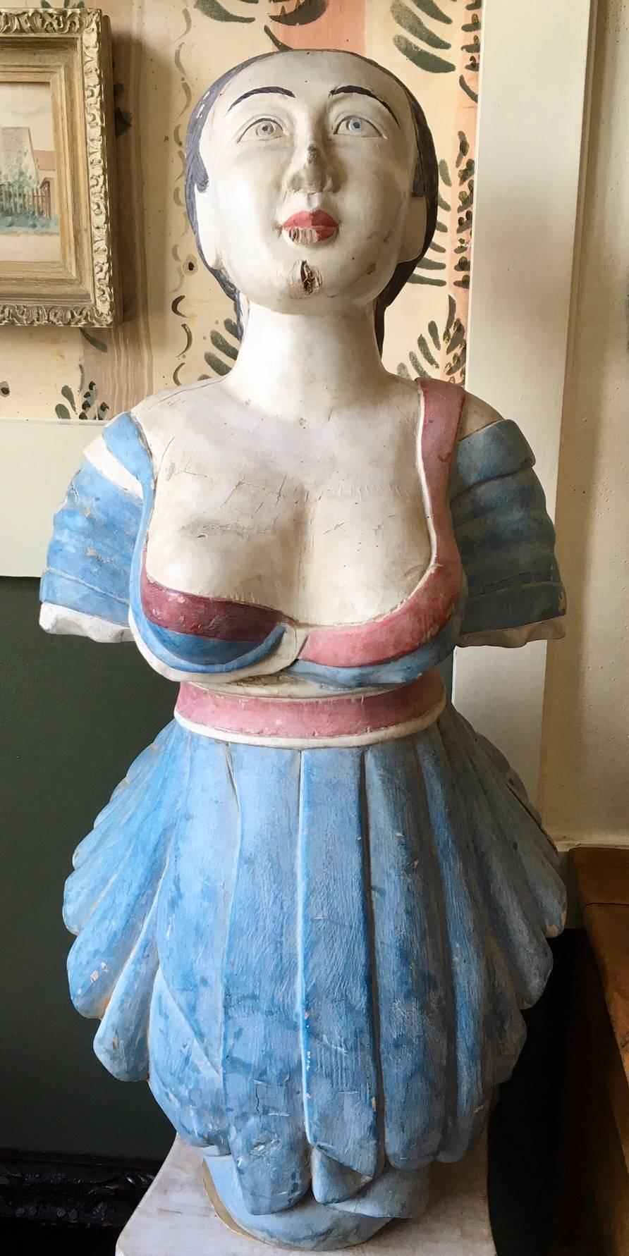 19th Century Antique Carved and Decorated Ship's Figurehead, circa 1890