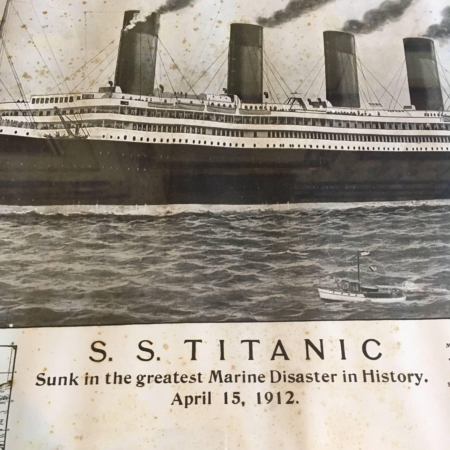 Edwardian Period Printed Broadside of the Titanic Catastrophe, Published on April 15, 1912