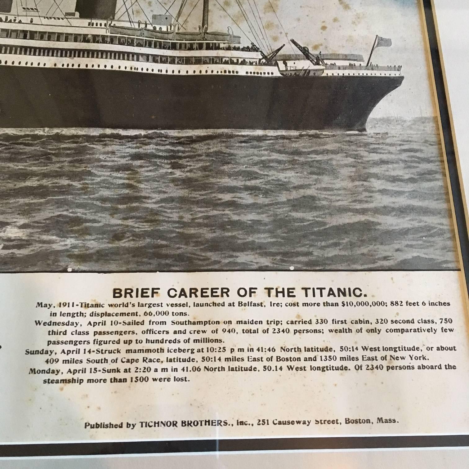 American Period Printed Broadside of the Titanic Catastrophe, Published on April 15, 1912