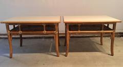Bamboo Tables with Cane Shelf by McGuire