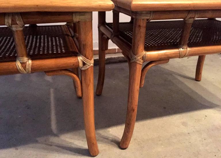 Bamboo Tables with Cane Shelf by McGuire For Sale at 1stdibs