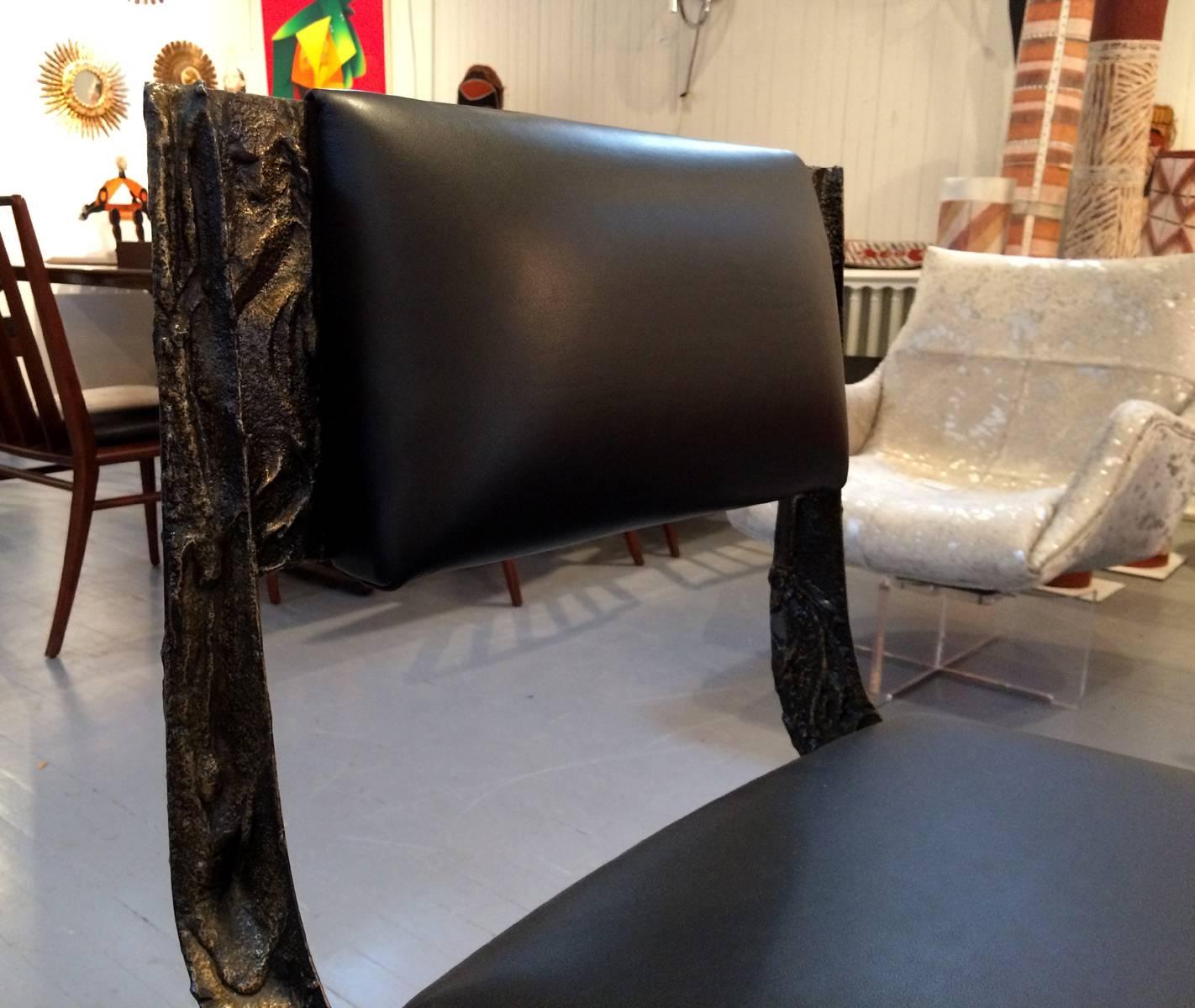 Pair of Sculpted Bronze Chairs by Paul Evans 2
