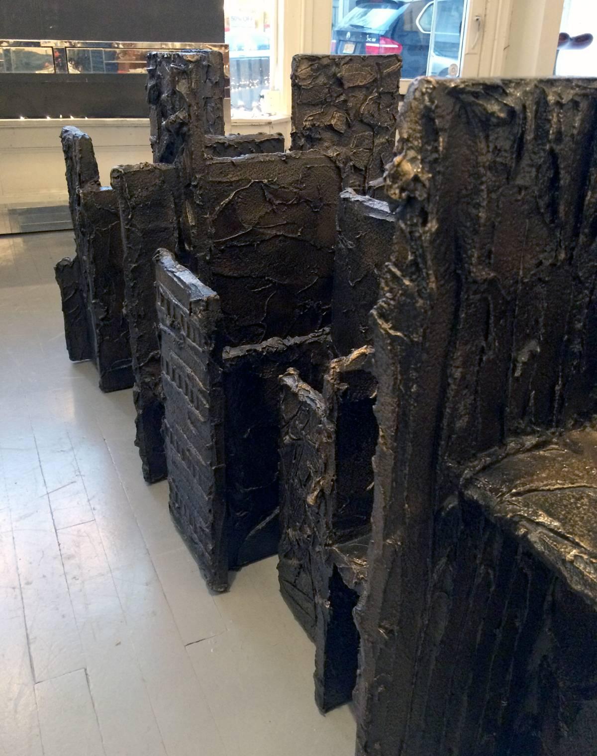 Résine Exceptionnelle table à manger en bronze sculpté de Paul Evans en vente