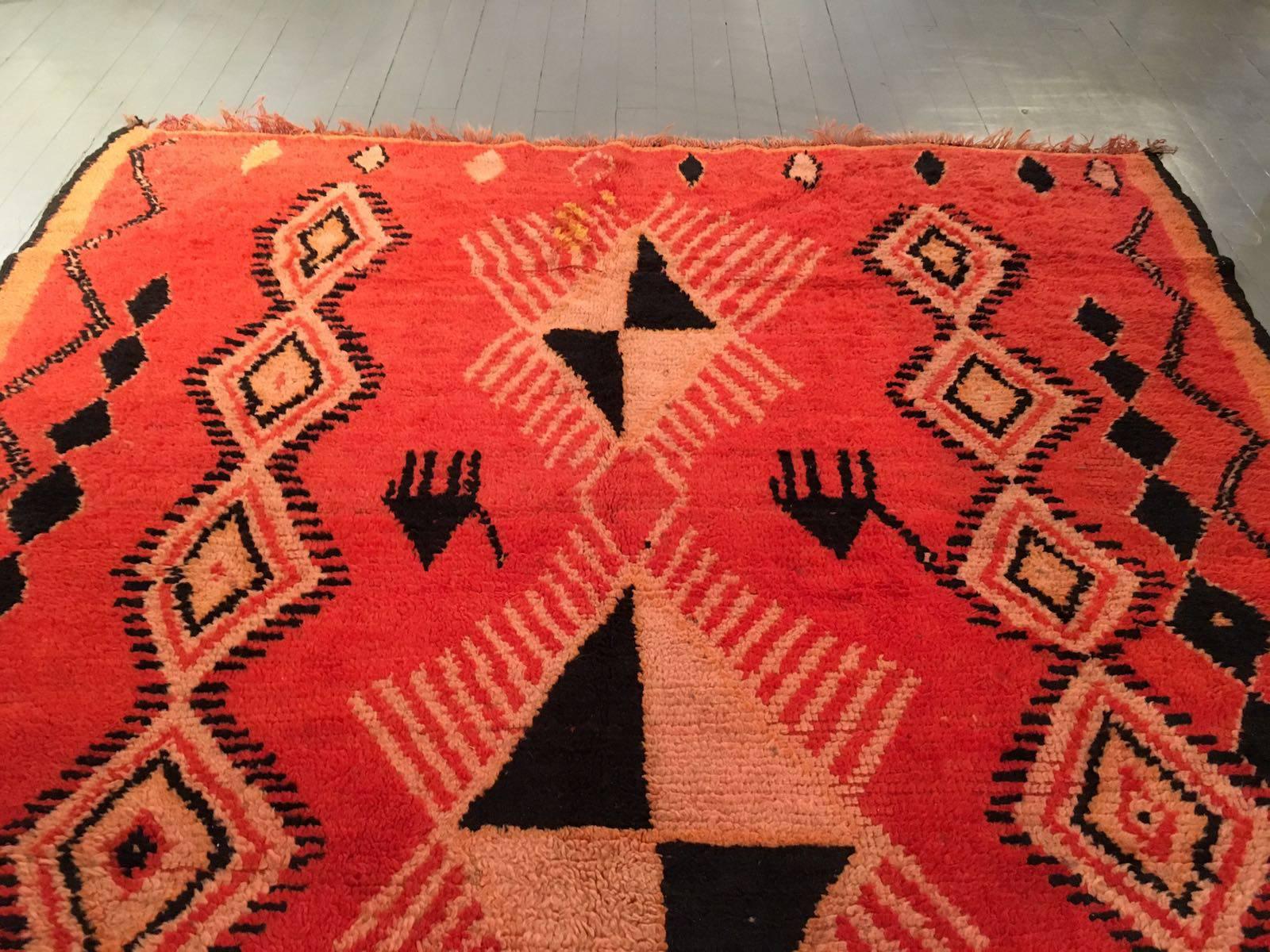 Large Vintage Moroccan Berber Wool Rug In Good Condition In Atlanta, GA