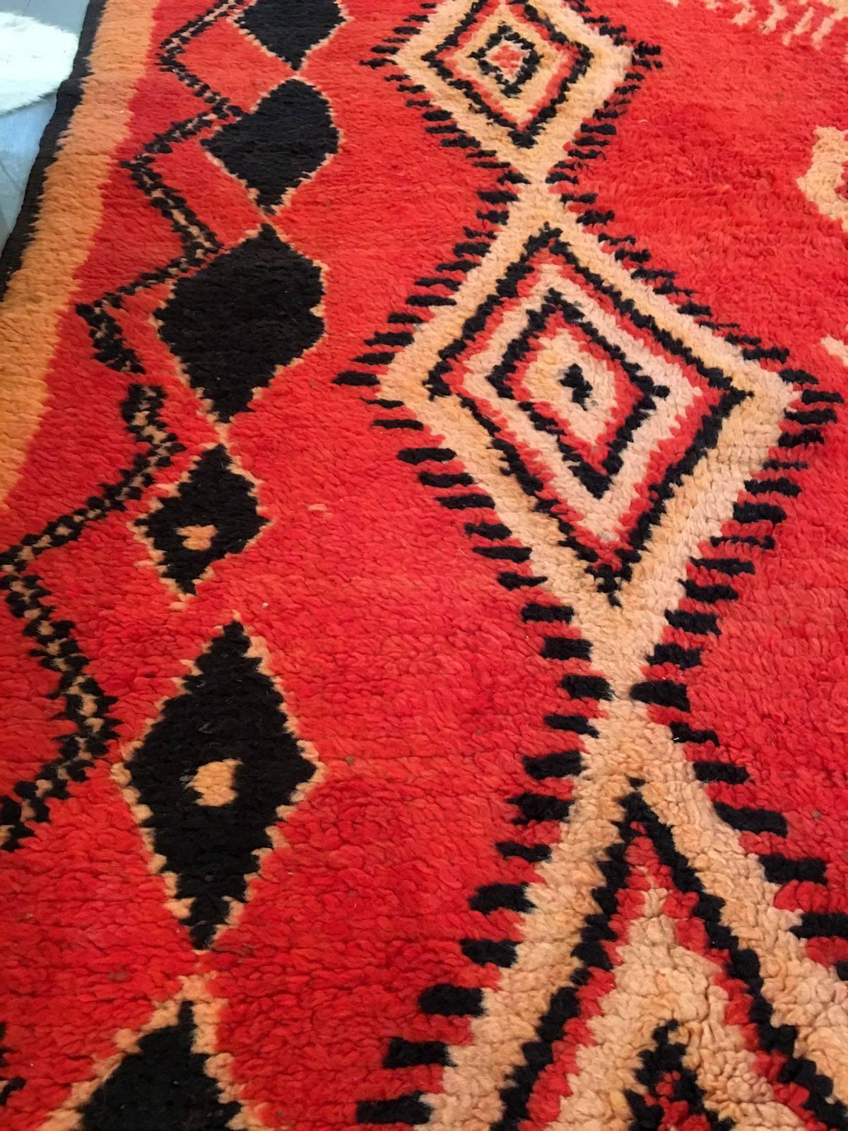 Mid-20th Century Large Vintage Moroccan Berber Wool Rug