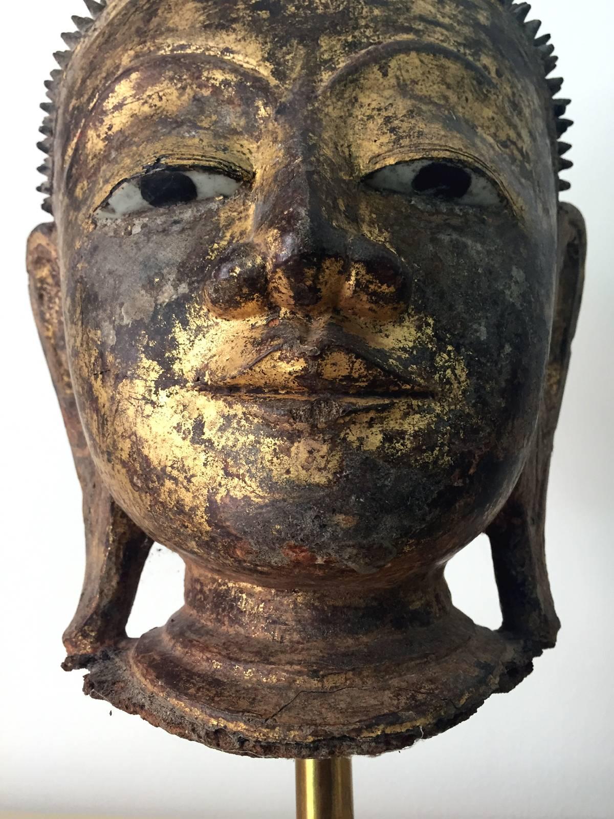 Exquisite antike Buddha-Kopfstatue aus Südostasien, Südostasien (Laotisch) im Angebot