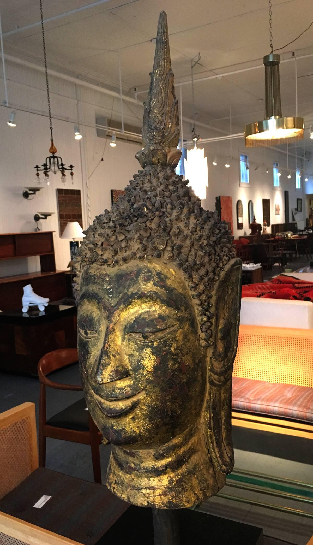 Southeast Asian Antique Buddha Head from Laos In Good Condition In Atlanta, GA