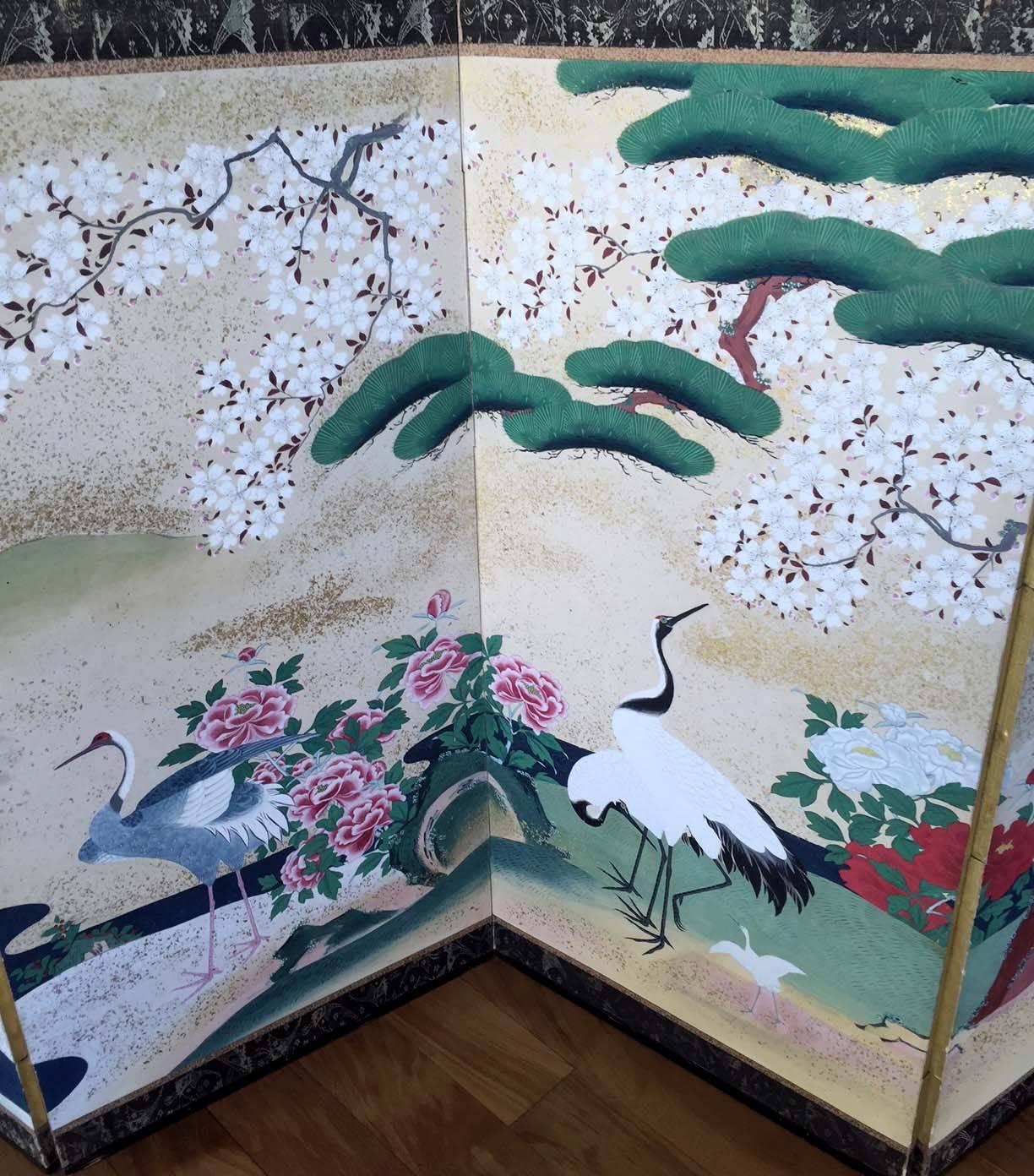 Pair of Rare Antique Japanese Folding Screens with Provenance In Good Condition For Sale In Atlanta, GA
