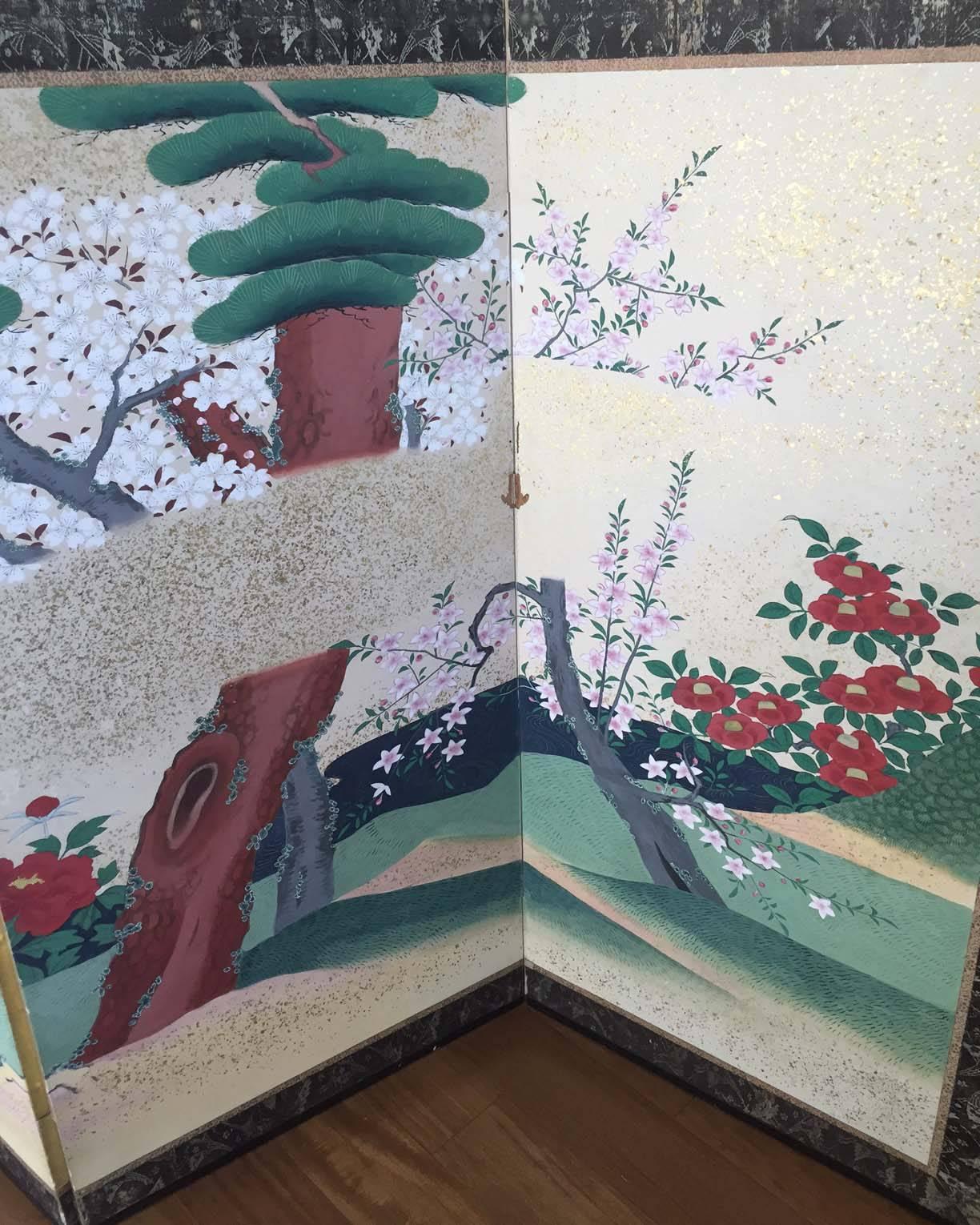 Pair of Rare Antique Japanese Folding Screens with Provenance In Good Condition For Sale In Atlanta, GA