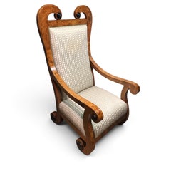 Paire de fauteuils Biedermeier à haut dossier, avec marqueterie florale, vers 1830