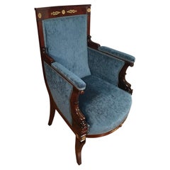 Antike Bergère im Empire-Stil aus Mahagoni, Frankreich, um 1800