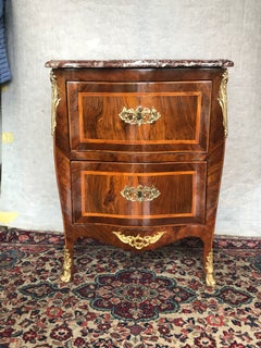 Antique Louis XV Style Chest of Drawers with Marble Top, 1760