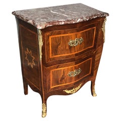 Antique Louis XV Style Chest of Drawers with Marble Top, 1760