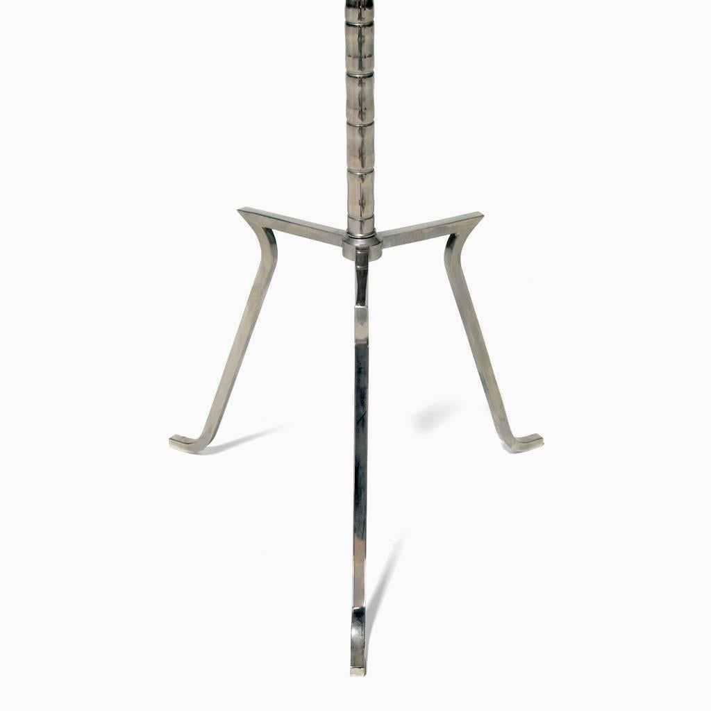Atelier Demiurge Editions Paloma Floor Lamp with nickel-plated bamboo form on a tripod base. Inquire for customization options.

Atelier Demiurge Editions pieces are made to order. Please contact the gallery for a quote.

Dimensions
13.5 D X 64