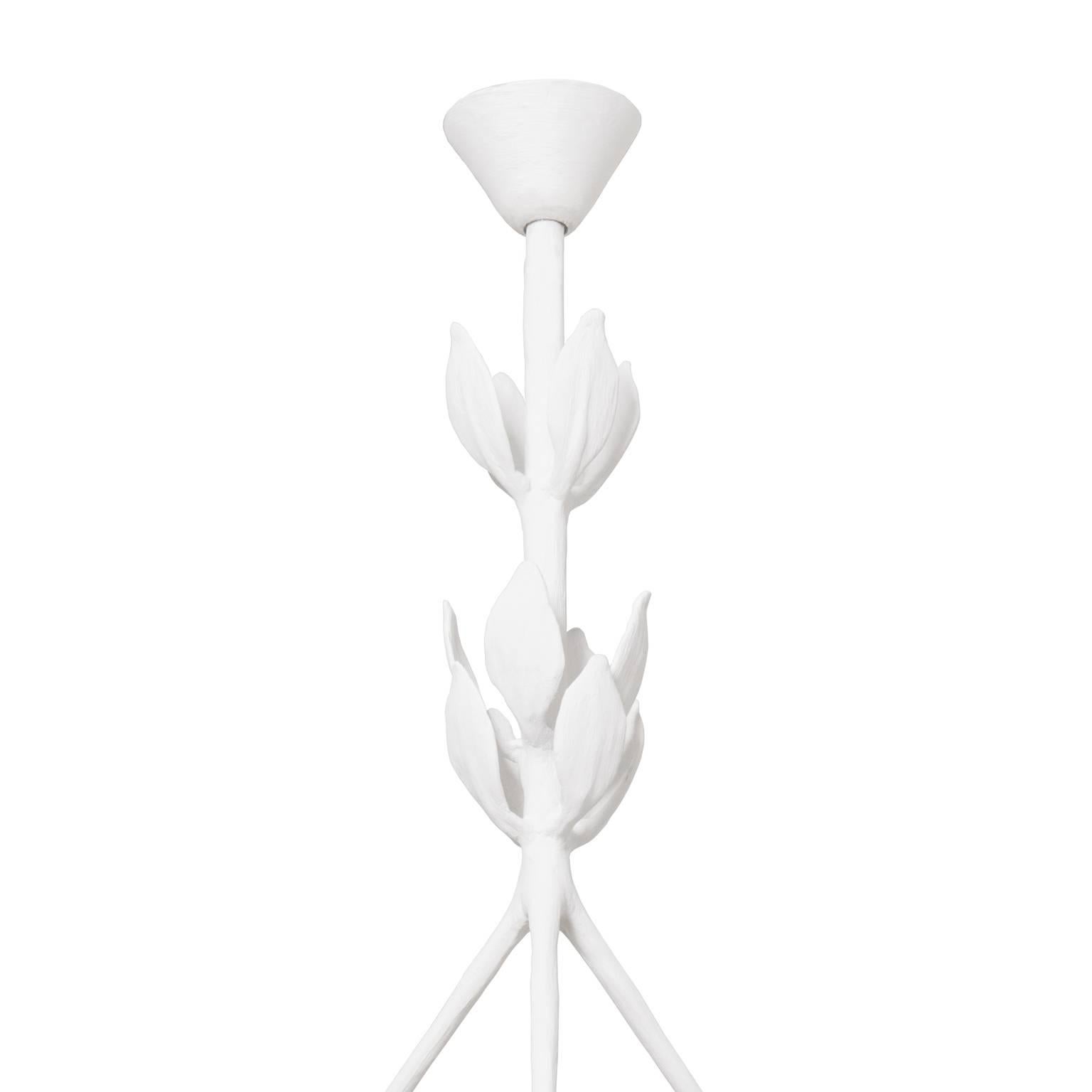 Atelier Demiurge Editions Flora Ottilia Chandelier shown in white plaster with flora stem detail and interior uplighting. Inquire for customization options.

Atelier Demiurge Editions pieces are made to order, and custom sizes are available. Please