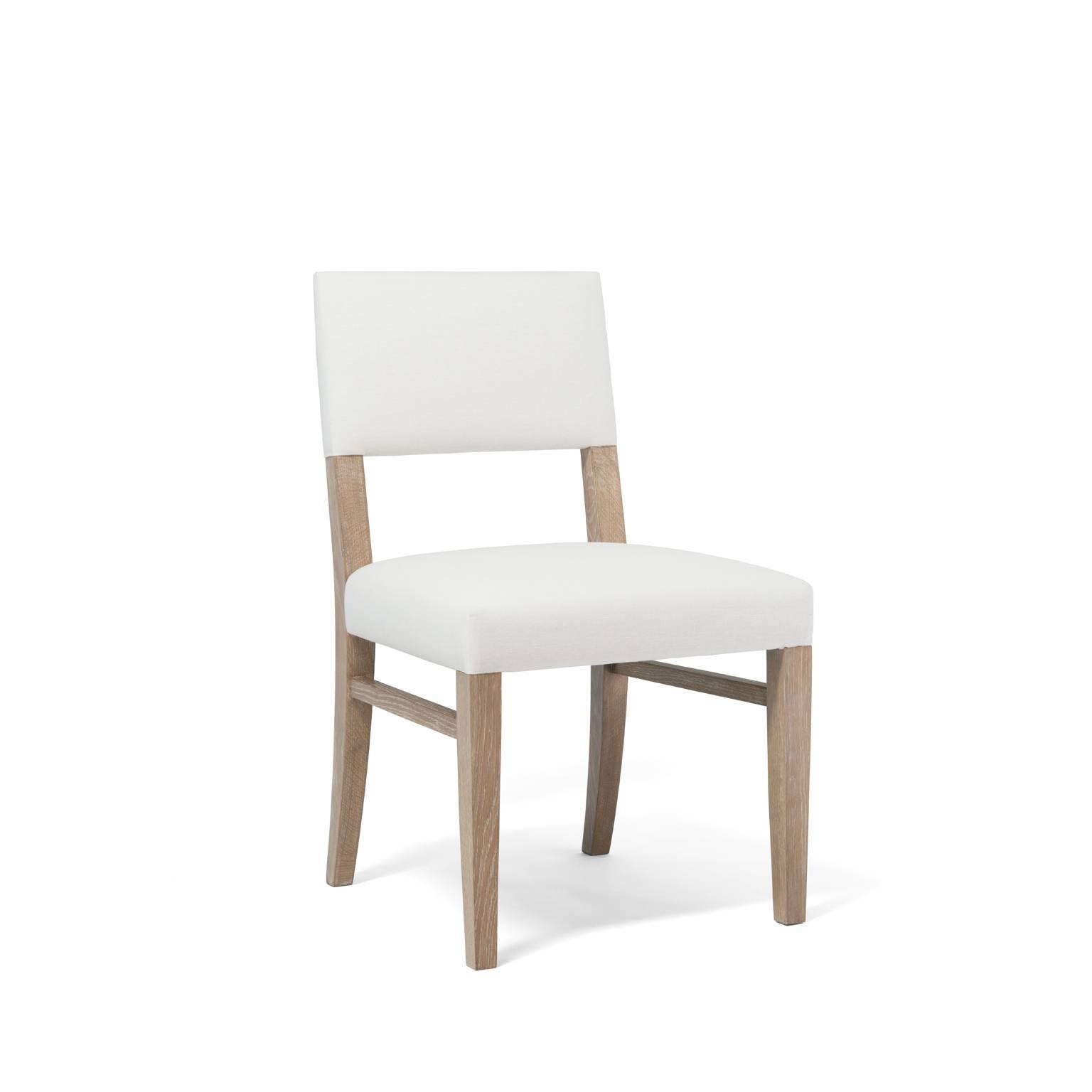 Atelier Demiurge Collection Marais Chair shown in white oak with cerused finish. Inquire for finish and customization options. COM 1 1/2 yards. 

Atelier Demiurge Collection pieces are made to order, and custom sizes are available. Please contact