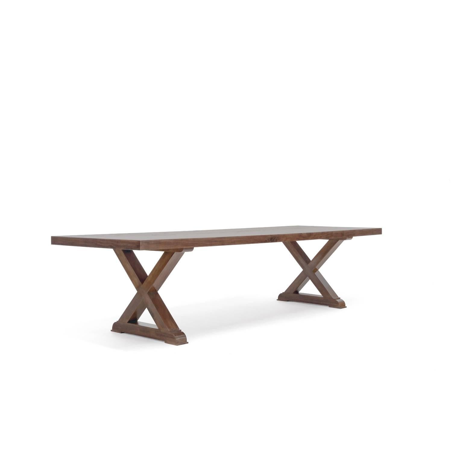 Atelier Demiurge Collection Normandy Dining Table shown with an inset 19th c. walnut top in provence finish. Inquire for finish and extension options.

Atelier Demiurge Collection pieces are made to order, and custom sizes are available. Please
