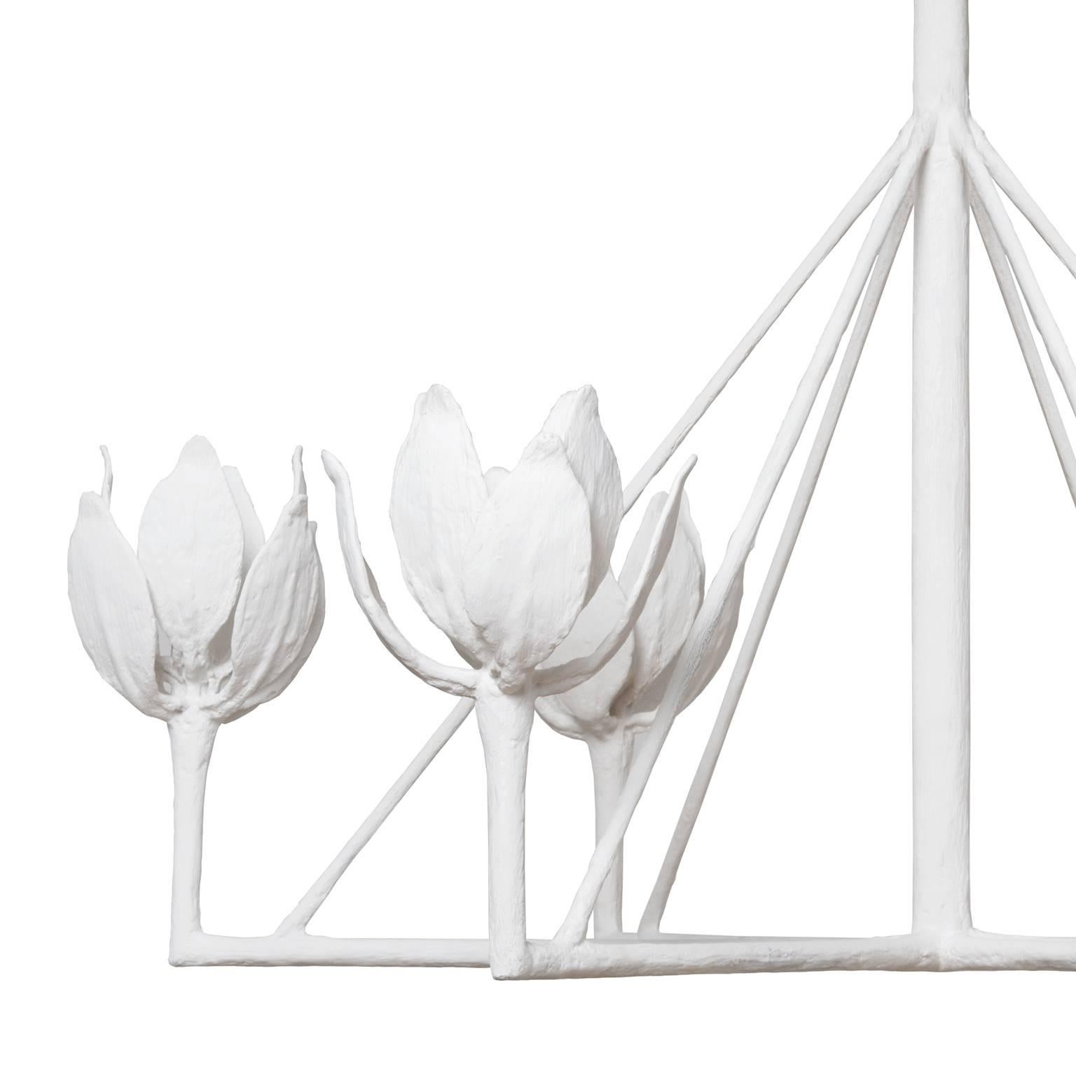 Atelier Demiurge Editions Flora Chandelier shown in white plaster with six lights. Also available in blackened steel. Inquire for customization options.

Atelier Demiurge Editions pieces are made to order, and custom sizes are available. Please