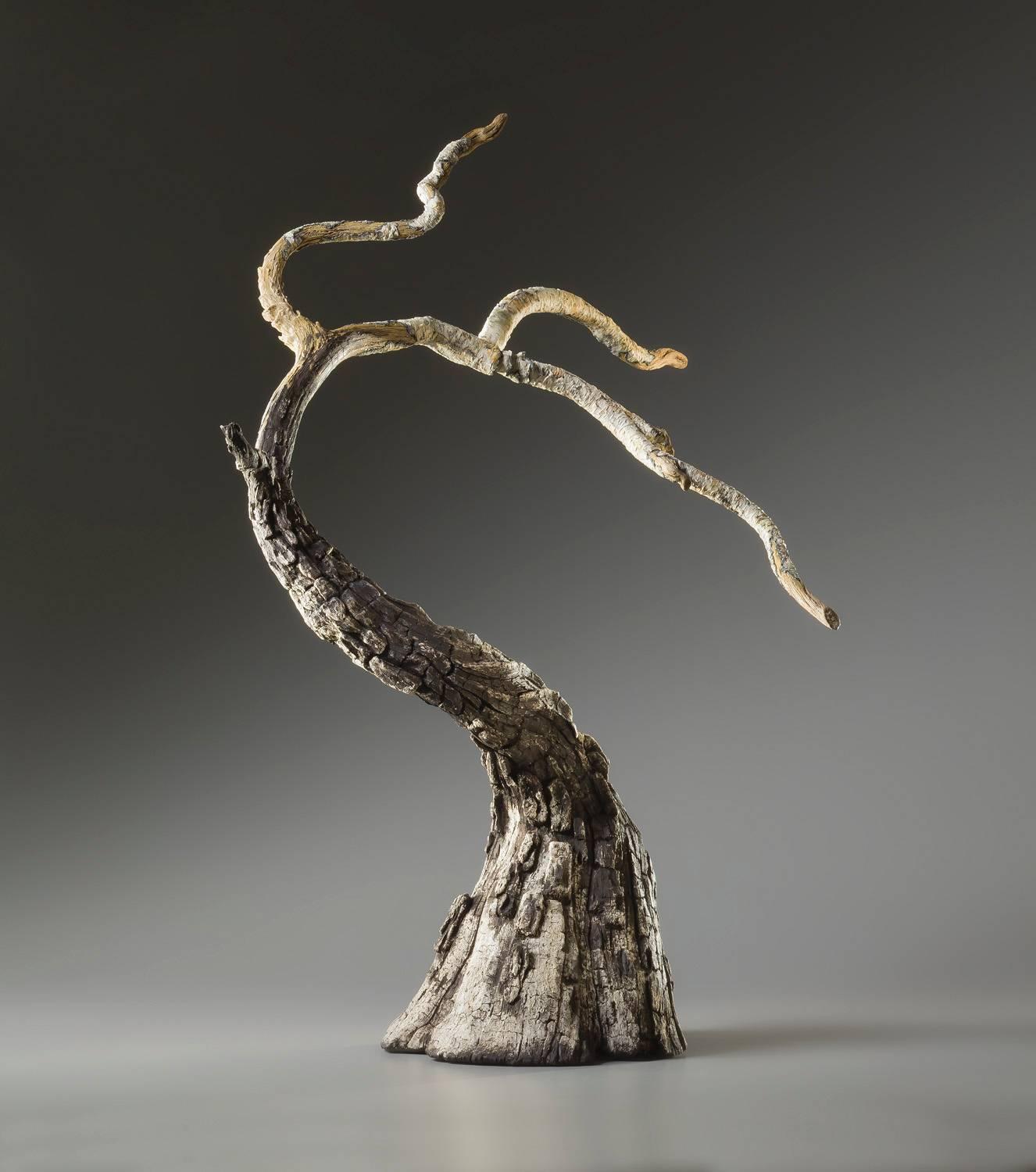 At first glance, it might seem difficult to guess the actual function and medium of this object. Painted with exceptional skill and detail, it appears that Serritella’s Whisper is a sculpture of a dead tree with a burnt trunk. Against all odds,