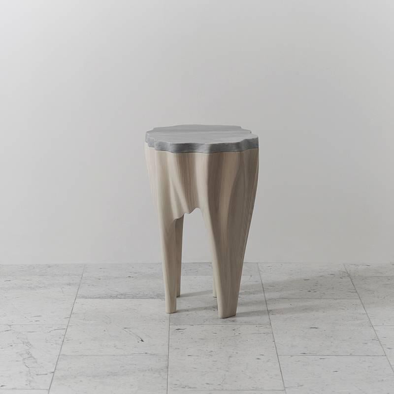 Markus Haase, Ash and Marble Side Table, USA, 2016 In Excellent Condition For Sale In New York, NY