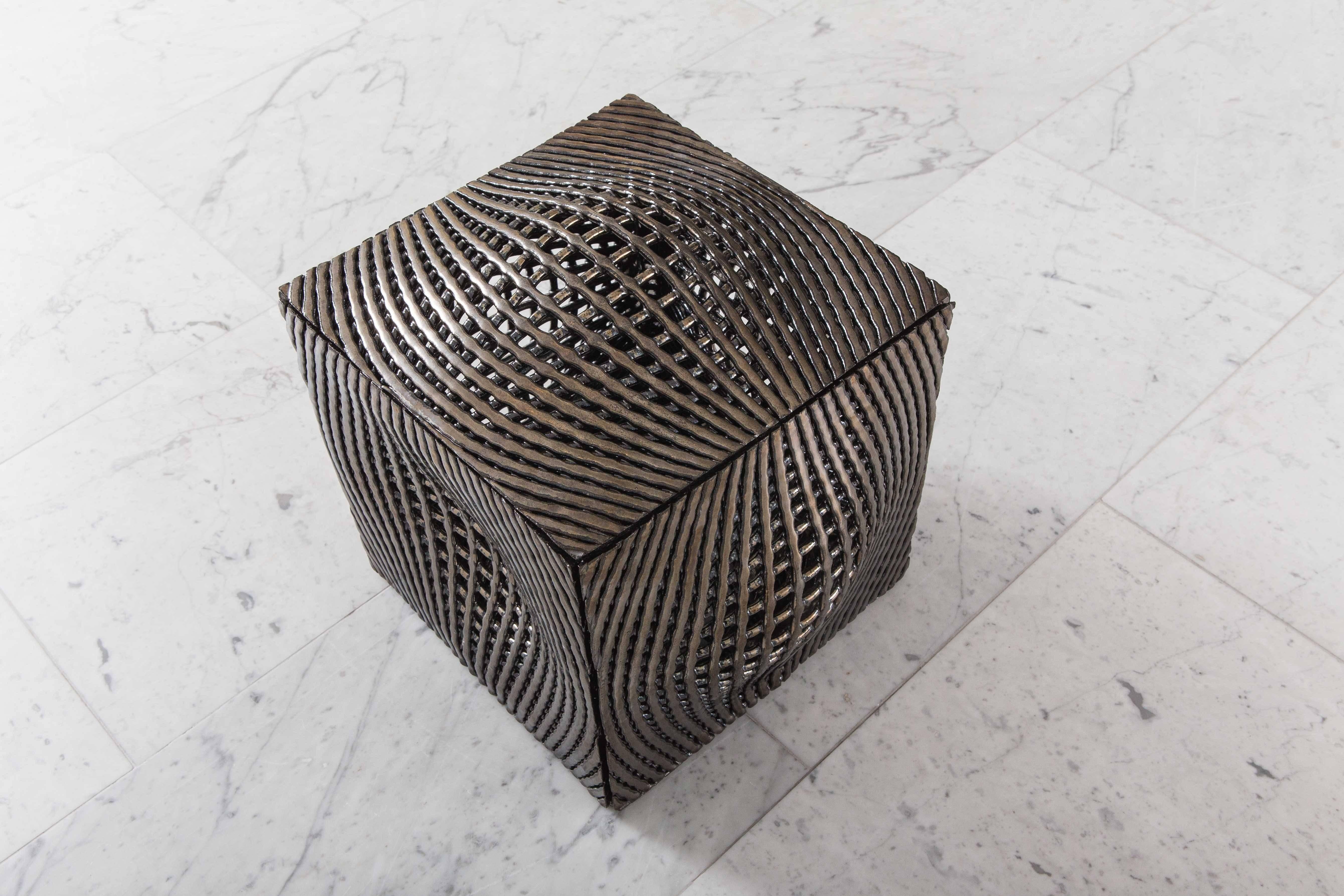 Contemporary Colleen Carlson, Metallic Cube Sculpture, USA, 2016