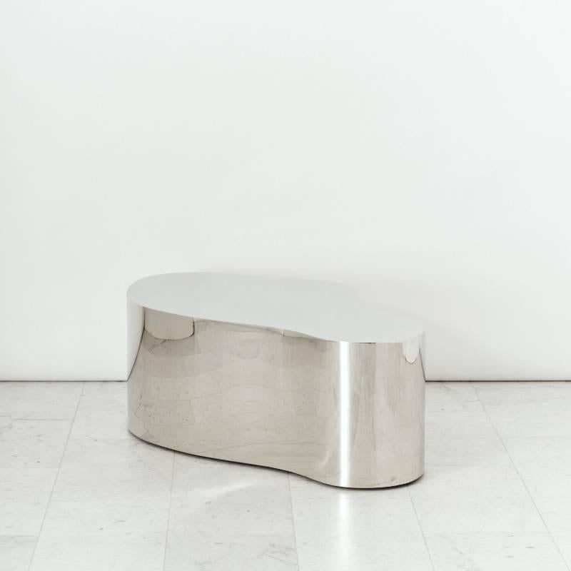 Acier inoxydable Table basse de forme libre B de Karl Springer LTD, États-Unis, 2016 en vente