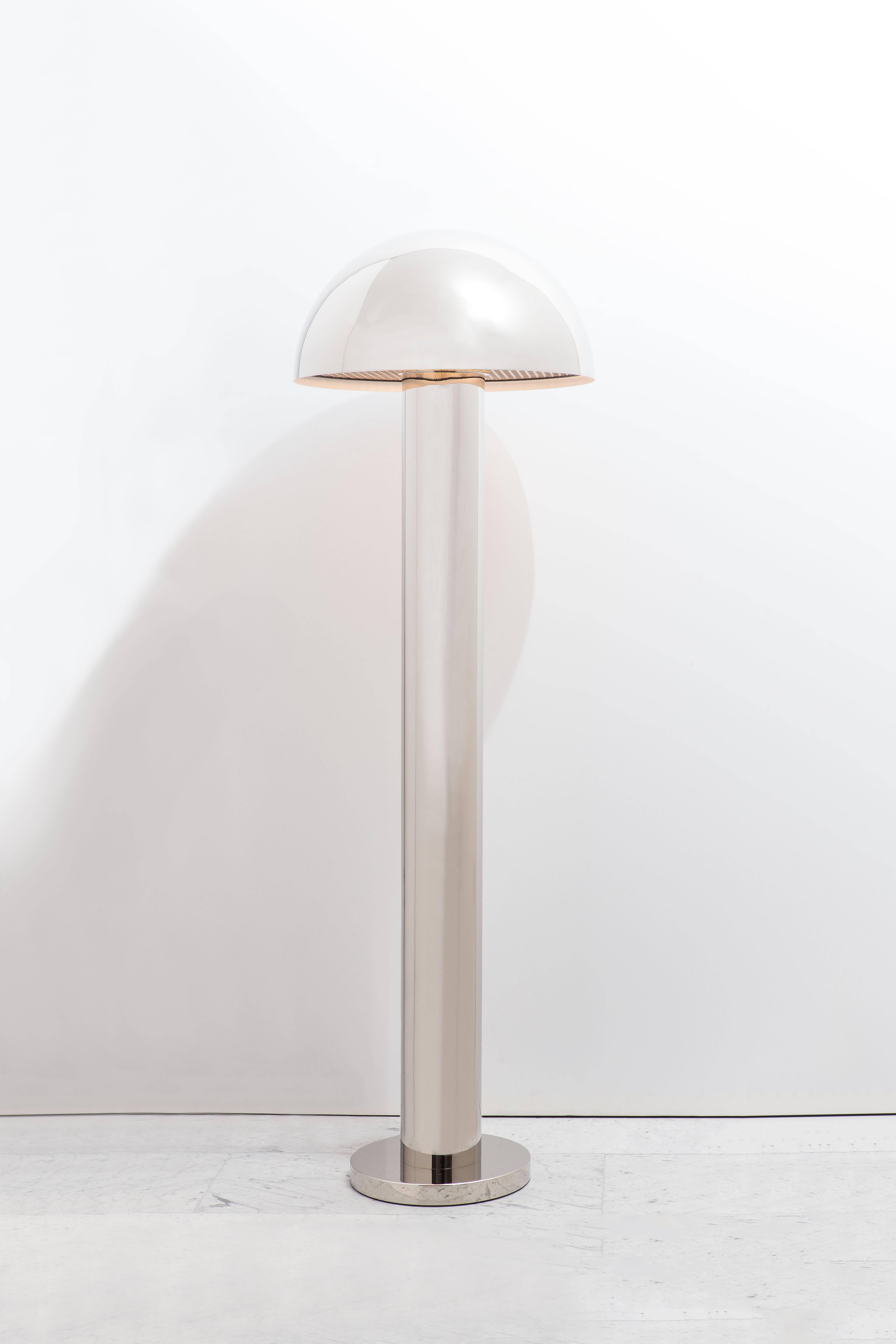 Contemporary Karl Springer Ltd, Polished Nickel Mushroom Floor Lamp, USA, 2016