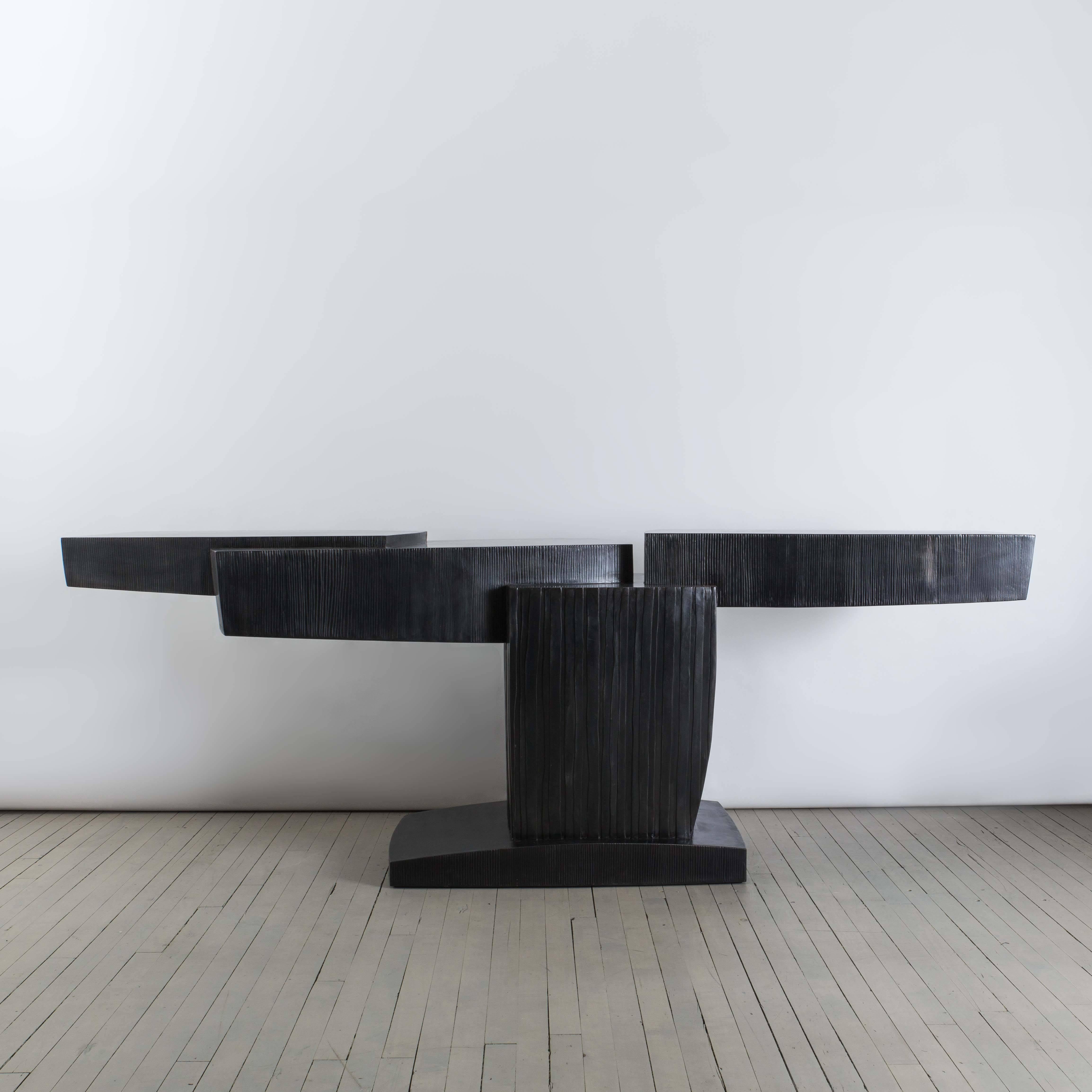 Gary Magakis, Blackened Steel Ledges Console, USA, 2016 In Excellent Condition For Sale In New York, NY