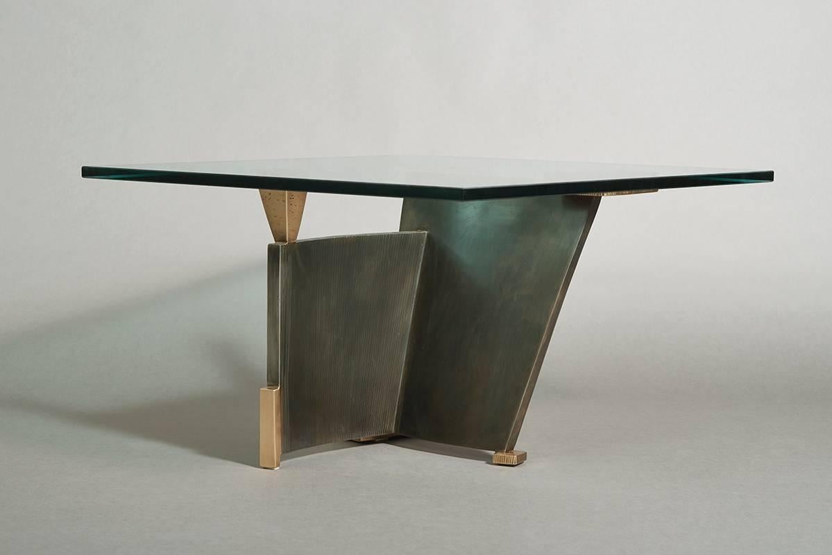 Gary Magakis, Steel and Bronze Sculptural Low Table, USA, 2015 In Excellent Condition For Sale In New York, NY