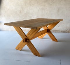 Swedish Demountable Trestle Desk/Dining Table, Solid Pine Les Arcs Patina 1960s
