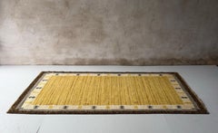 Rare signed Ingegerd Silow Pure Wool Rölakan Flatweave Rug, Sweden 1950s