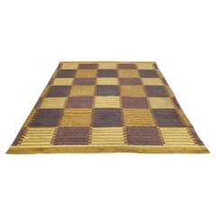 Carl Malmsten Swedish Flat Weave Rölakan "Capellagården" Wool Rug, Sweden 1950s